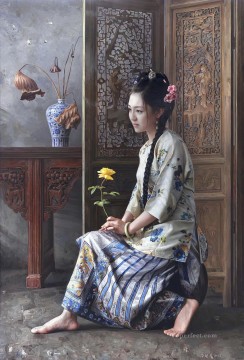la esperanza de una bella niña china Pinturas al óleo